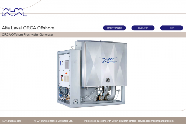 Unitest Marine Simulators ORCA Offshore Freshwater Generator Alfa Laval