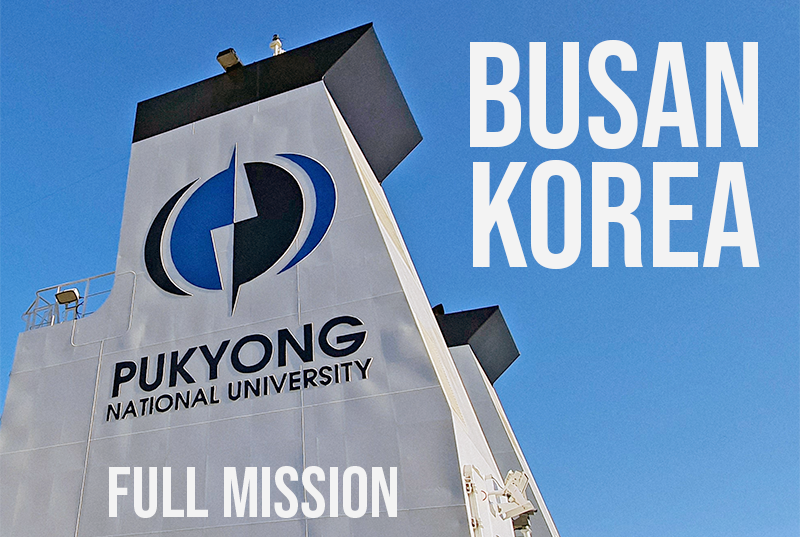 Unitest Full Mission Engine Room Simulator on a training ship in Busan, KOREA.